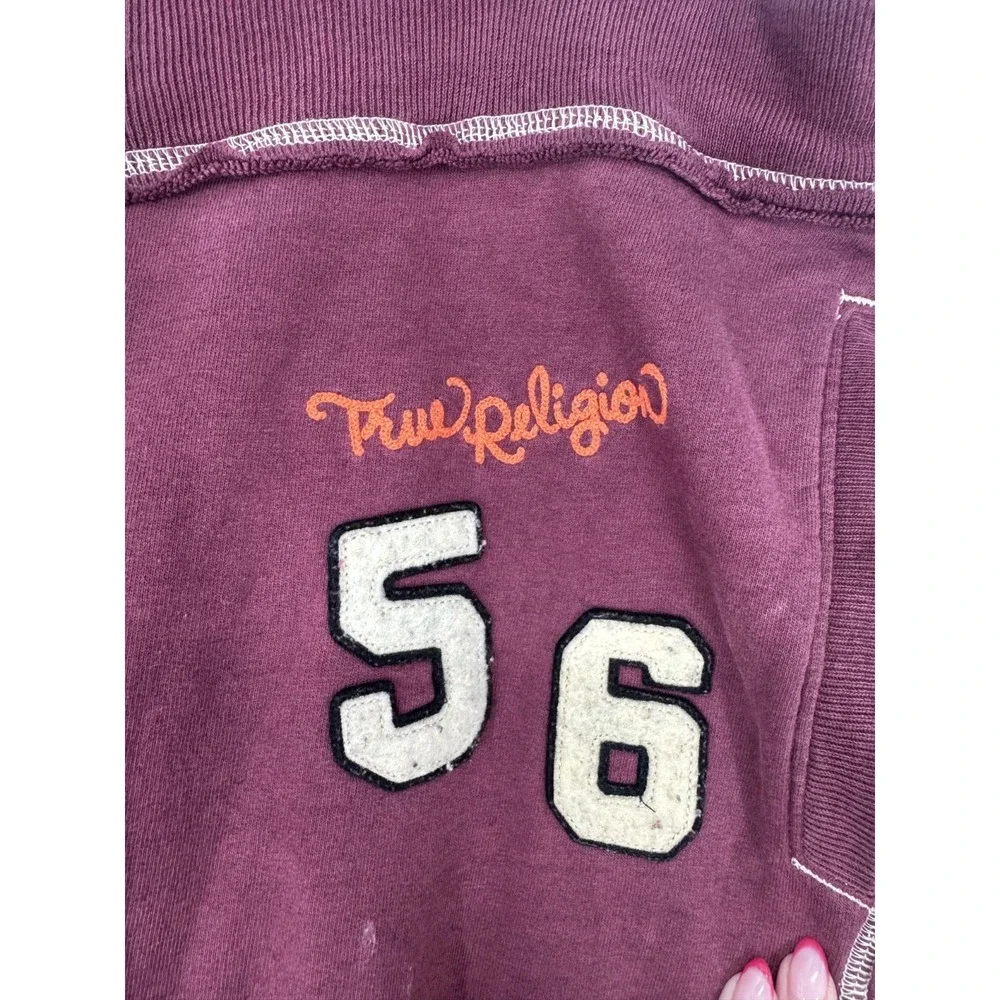 True Religion Baggy Sweatpants Straight Leg Mens 2XL Burgundy Fleece‎ Maroon #56